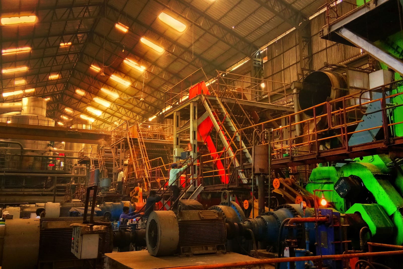 Production line inside an industrial plant.